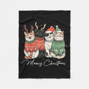 Grappige Meowy kerstmis voor Mannen vrouwen Kind Fleece Deken
