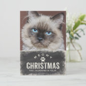 Grappige Meowy Kerstvakantie kat foto Feestdagenkaart (Staand voorkant)