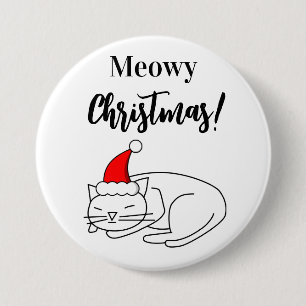 Grappige Meowy Kerstvakantie Knop Ronde Button 7,6 Cm
