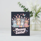 Grappige Meowy Pasen Katten Cute Kitty Eier Kaart (Staand voorkant)