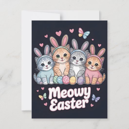 Grappige Meowy Pasen Katten Cute Kitty Eier Kaart (Voorkant)