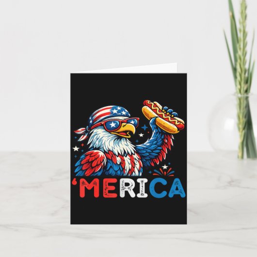 Grappige Merica Stekelarend Hotdog Patriottisch 4 Kaart (Voorkant)