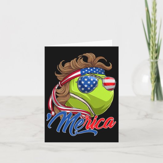 Grappige Merica Tennis Ball en de Amerikaanse vlag Kaart (Voorkant)