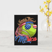 Grappige Merica Tennis Ball en de Amerikaanse vlag Kaart (Gele Bloem)