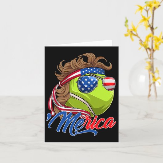 Grappige Merica Tennis Ball en de Amerikaanse vlag Kaart (Gele Bloem)
