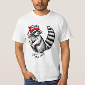 Grappige Merica Wasbeer met Hotdog VS Vlag T-shirt