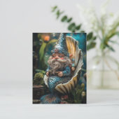 Grappige Merman Gnome beeldje in Seashell - Unde Feestdagenkaart (Staand voorkant)