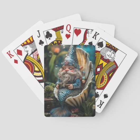 Grappige Merman Gnome beeldje in Seashell - Unde Pokerkaarten (Achterkant)