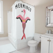 Grappige Mermingo: Flamingo-Zeemeermin Douchegordi Douchegordijn (In situ)