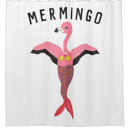 Grappige Mermingo: Flamingo-Zeemeermin Douchegordi Douchegordijn