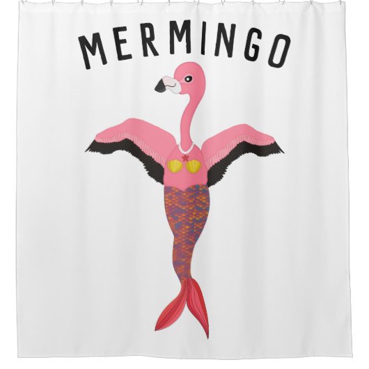 Grappige Mermingo: Flamingo-Zeemeermin Douchegordi Douchegordijn (Voorkant)