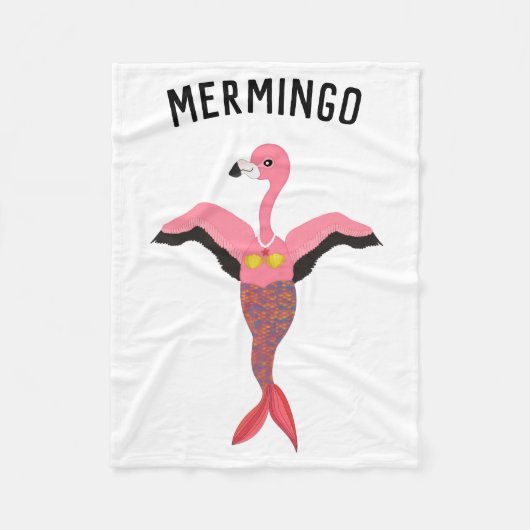 Grappige Mermingo Grafiek: Flamingo-Zeemeermin Fleece Deken (Voorkant)