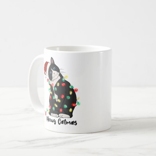 Grappige Merry Catmas Kat Koffiemok (Voorkant links)