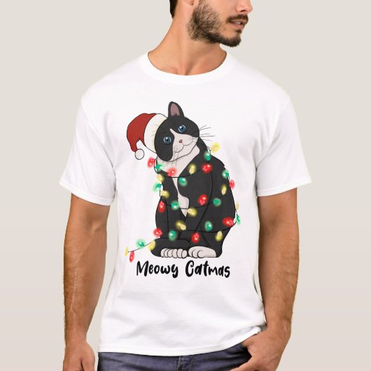 Grappige Merry Catmas Kat T-shirt (Voorkant)