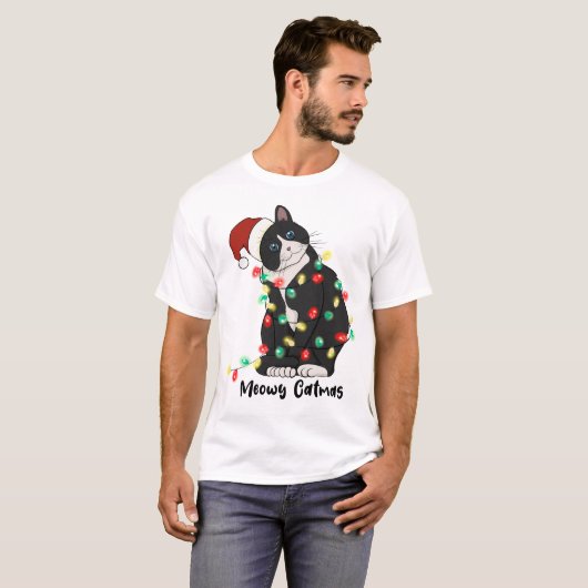 Grappige Merry Catmas Kat T-shirt (Voorkant volledig)