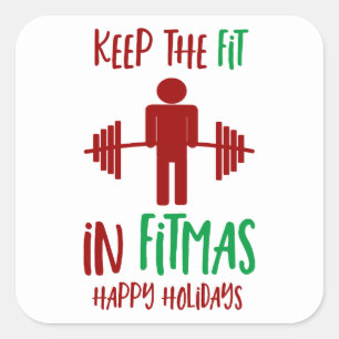 Grappige Merry Christmas Fitmas Pun Trainer Vierkante Sticker