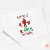 Grappige Merry Christmas Fitmas Pun Trainer Vierkante Sticker (Envelop)
