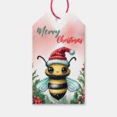 Grappige Merry Christmas Krans Schattigee BIJ Bug  Cadeaulabel (Voorkant)
