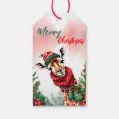 Grappige Merry Christmas Krans Schattigee Giraffe Cadeaulabel (Achterkant)