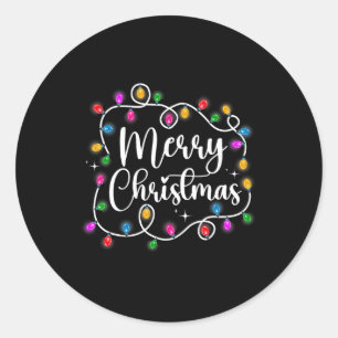 Grappige Merry Christmas Lights Xmas Familie Manne Ronde Sticker