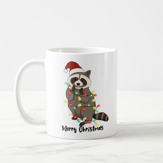 Grappige Merry Christmas Racoon Koffiemok (Links)