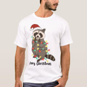 Grappige Merry Christmas Racoon T-shirt (Voorkant)