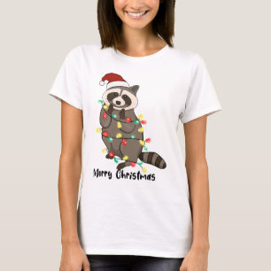 Grappige Merry Christmas Racoon T-shirt