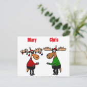 Grappige Merry Christmoose Cartoon Feestdagenkaart (Staand voorkant)