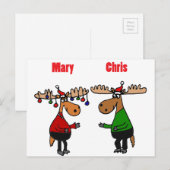 Grappige Merry Christmoose Cartoon Feestdagenkaart (Voorkant / Achterkant)