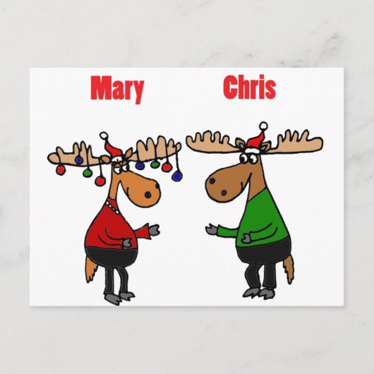 Grappige Merry Christmoose Cartoon Feestdagenkaart (Voorkant)