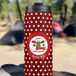 Grappige Merry Christmoose gepersonaliseerde vakan Thermosbeker