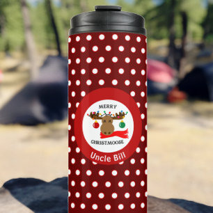 Grappige Merry Christmoose gepersonaliseerde vakan Thermosbeker