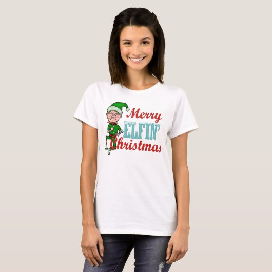 Grappige Merry Elfin Christmas Pun T-shirt (Voorkant volledig)