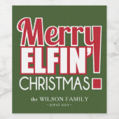 Grappige Merry Elfin 'Christmas Wine Labels Wijn Etiket (Enkel label)