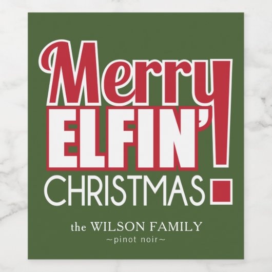 Grappige Merry Elfin 'Christmas Wine Labels Wijn Etiket (Enkel label)