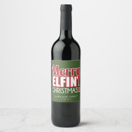 Grappige Merry Elfin 'Christmas Wine Labels Wijn Etiket