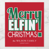 Grappige Merry Elfing Kerstmis Wijn Labels Etiket (Enkel label)