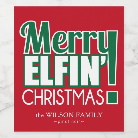 Grappige Merry Elfing Kerstmis Wijn Labels Etiket (Enkel label)