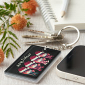 Grappige Merry Fishmas Christmas Gevist zwart Sleutelhanger (Voorkant Rechts)