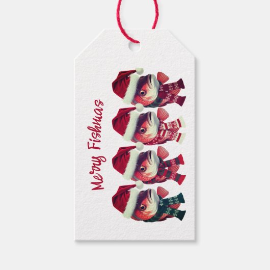 Grappige Merry Fishmas kerst Gevist Cadeaulabel (Voorkant)
