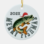 Grappige Merry Fishmas Santa Fish Keramisch Ornament (Voorkant)