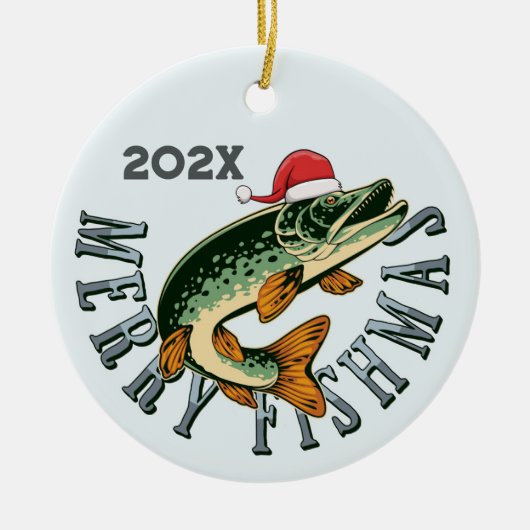 Grappige Merry Fishmas Santa Fish Keramisch Ornament (Voorkant)