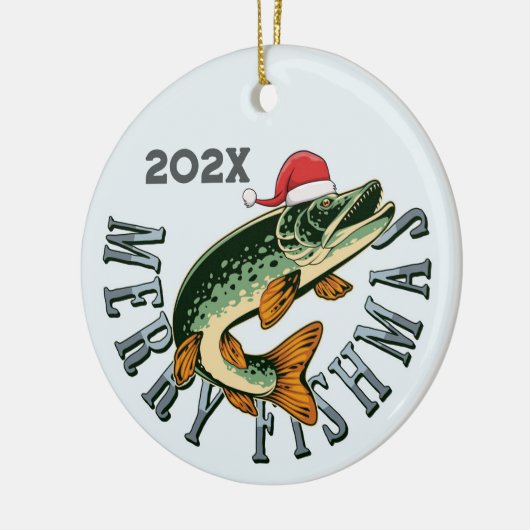 Grappige Merry Fishmas Santa Fish Keramisch Ornament (Links)