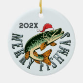 Grappige Merry Fishmas Santa Fish Keramisch Ornament (Achterkant)