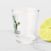 Grappige Merry Kerst Rode Bessen Groene Bladeren V Shot Glas (Rechts)
