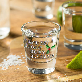 Grappige Merry Kerst Rode Bessen Groene Bladeren V Shot Glas