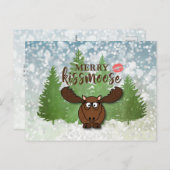 Grappige Merry KISSMOOSE,  Groet Feestdagenkaart (Voorkant / Achterkant)