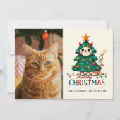 Grappige Merry Meowy kerstfoto Kaart (Voorkant)
