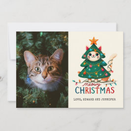 Grappige Merry Meowy kerstfoto Kaart