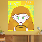 Grappige Merry Retro Geel Sinaasappel Geometrisch Canvas Afdruk (Insitu (Woonkamer))